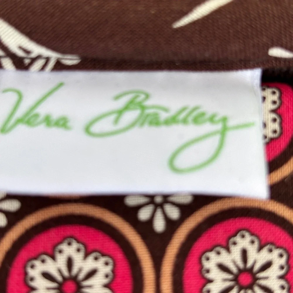 Vera Bradley Java Blue Quilted Laptop Messenger Bag Brown Floral Pagoda‎ Case